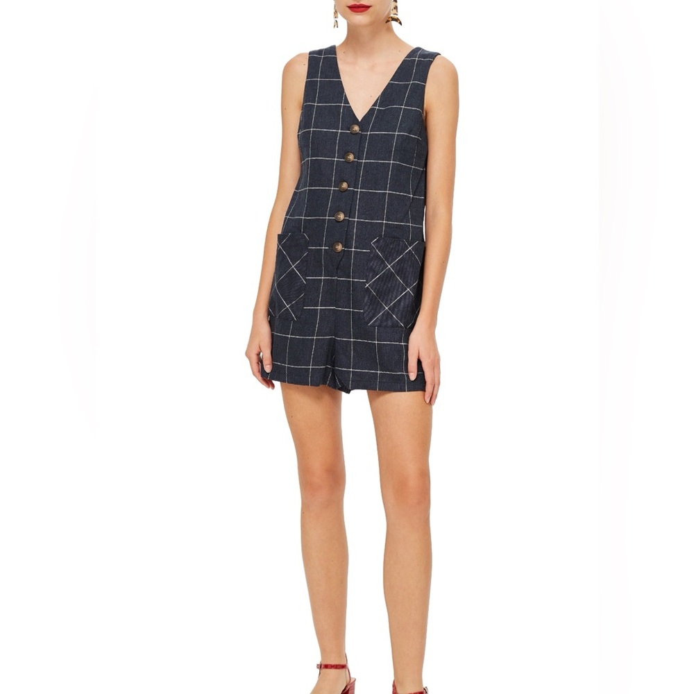 TOPSHOP Check Button Romper